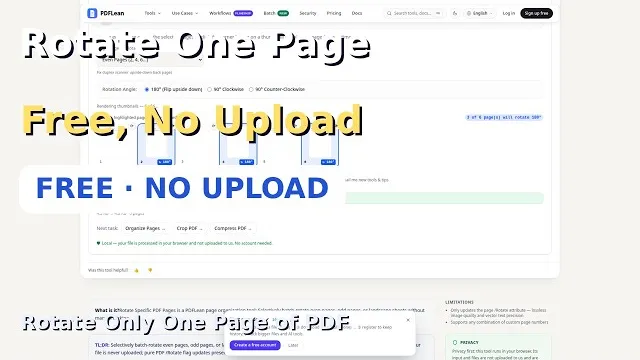 Video thumbnail: How to Rotate Only One Page of a PDF — Free Online