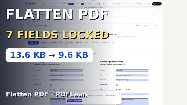 Video thumbnail: Flatten a PDF — Lock Form Fields & Layers, Free Online