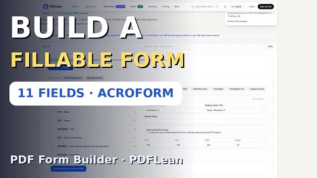 Video thumbnail: Create a Fillable PDF Form from Scratch — Free Online