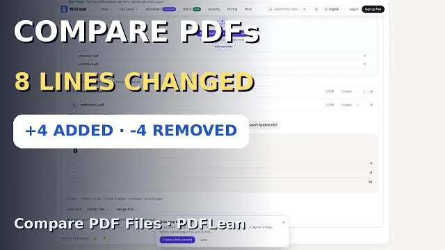 Video thumbnail: Compare Two PDF Files Side by Side — Spot Every Difference