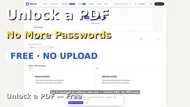 视频封面：移除 PDF 打开密码，解除锁定