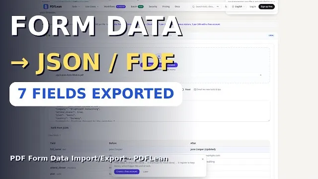 Video thumbnail: Export PDF Form Data to Excel/CSV — Free Online