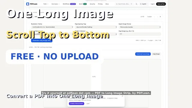 Video thumbnail: Convert a PDF into One Long Image — Free Online