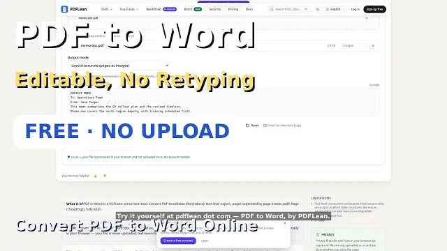 视频封面：PDF 转可编辑 Word 文档