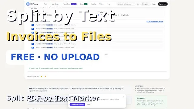 Video thumbnail: Split PDF by Text Marker — Split Scanned Batches Automatically