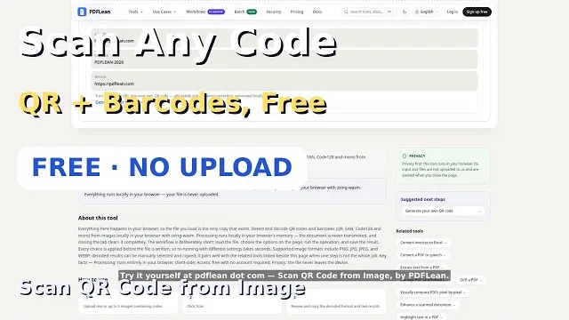 Video thumbnail: Scan a QR Code or Barcode from an Image — Free Online